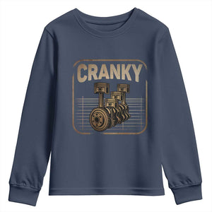 Funny Cranky Car Engine Crankshaft Cars Lover Mechanics Youth Sweatshirt Fathers Day TS11 Navy Print Your Wear