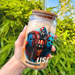 Funny Creepy 4th Of July Party In The USA Glass Can 4th Of July Horror Movie Independence Day TS11 Print Your Wear