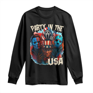 Funny Creepy 4th Of July Party In The USA Long Sleeve Shirt 4th Of July Horror Movie Independence Day TS11 Black Print Your Wear