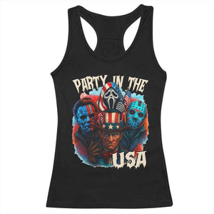 Funny Creepy 4th Of July Party In The USA Racerback Tank Top 4th Of July Horror Movie Independence Day TS11 Black Print Your Wear