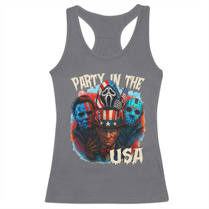 Funny Creepy 4th Of July Party In The USA Racerback Tank Top 4th Of July Horror Movie Independence Day TS11 Charcoal Print Your Wear