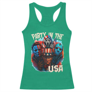 Funny Creepy 4th Of July Party In The USA Racerback Tank Top 4th Of July Horror Movie Independence Day TS11 Irish Green Print Your Wear