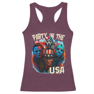 Funny Creepy 4th Of July Party In The USA Racerback Tank Top 4th Of July Horror Movie Independence Day TS11 Maroon Print Your Wear