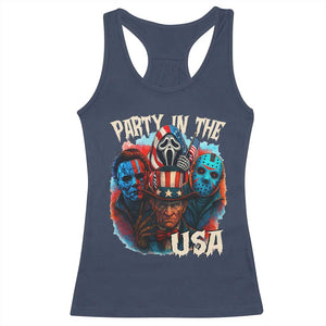 Funny Creepy 4th Of July Party In The USA Racerback Tank Top 4th Of July Horror Movie Independence Day TS11 Navy Print Your Wear