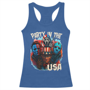Funny Creepy 4th Of July Party In The USA Racerback Tank Top 4th Of July Horror Movie Independence Day TS11 Royal Blue Print Your Wear
