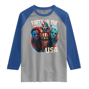 Funny Creepy 4th Of July Party In The USA Raglan Shirt 4th Of July Horror Movie Independence Day TS11 Sport Gray Royal Print Your Wear