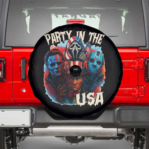 Funny Creepy 4th Of July Party In The USA Spare Tire Cover 4th Of July Horror Movie Independence Day TS11 Black Print Your Wear