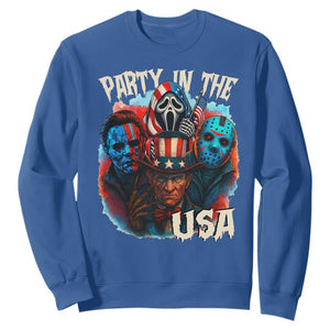 Funny Creepy 4th Of July Party In The USA Sweatshirt 4th Of July Horror Movie Independence Day TS11 Royal Blue Print Your Wear