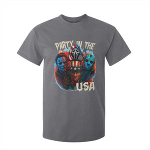 Funny Creepy 4th Of July Party In The USA T Shirt For Kid 4th Of July Horror Movie Independence Day TS11 Charcoal Print Your Wear