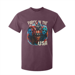 Funny Creepy 4th Of July Party In The USA T Shirt For Kid 4th Of July Horror Movie Independence Day TS11 Maroon Print Your Wear