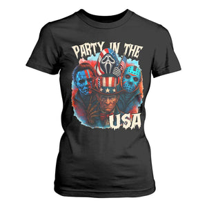 Funny Creepy 4th Of July Party In The USA T Shirt For Women 4th Of July Horror Movie Independence Day TS11 Black Print Your Wear