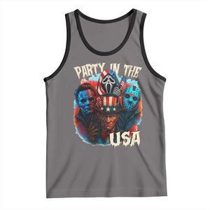 Funny Creepy 4th Of July Party In The USA Tank Top 4th Of July Horror Movie Independence Day TS11 Deep Heather Black Print Your Wear