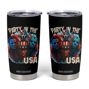 Funny Creepy 4th Of July Party In The USA Tumbler Cup 4th Of July Horror Movie Independence Day TS11 Black Print Your Wear