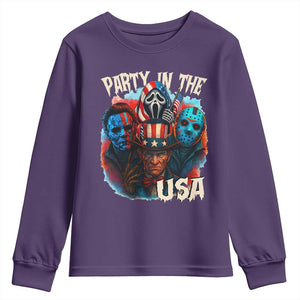 Funny Creepy 4th Of July Party In The USA Youth Sweatshirt 4th Of July Horror Movie Independence Day TS11 Purple Print Your Wear