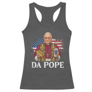 Funny Da Pope America Chicago Leo XIV Racerback Tank Top Hotdog And Beer TS11 Dark Heather Print Your Wear