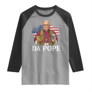 Funny Da Pope America Chicago Leo XIV Raglan Shirt Hotdog And Beer TS11 Sport Gray Black Print Your Wear