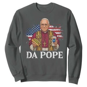 Funny Da Pope America Chicago Leo XIV Sweatshirt Hotdog And Beer TS11 Dark Heather Print Your Wear