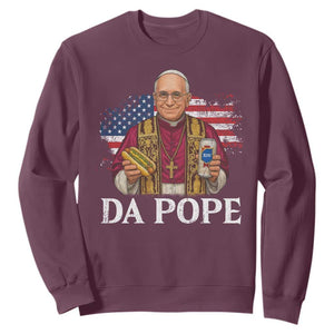 Funny Da Pope America Chicago Leo XIV Sweatshirt Hotdog And Beer TS11 Maroon Print Your Wear