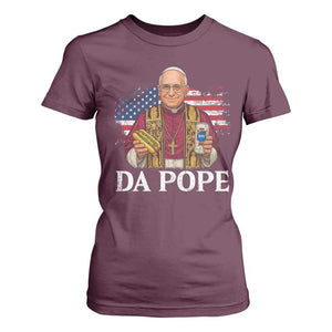 Funny Da Pope America Chicago Leo XIV T Shirt For Women Hotdog And Beer TS11 Maroon Print Your Wear