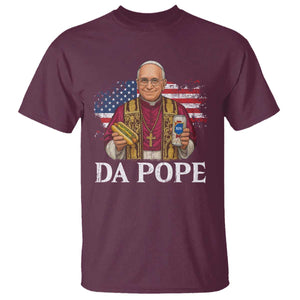 Funny Da Pope America Chicago Leo XIV T Shirt Hotdog And Beer TS11 Maroon Print Your Wear