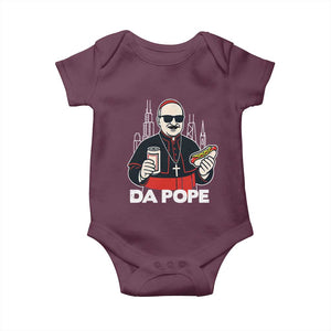 Funny Da Pope Chicago Hot Dog Baby Onesie 267th Pope Leo XIV TS02 Maroon Print Your Wear