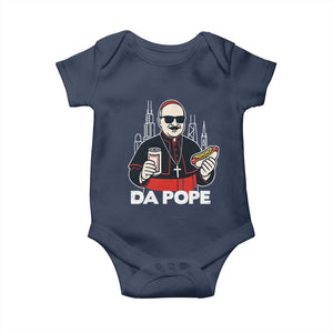 Funny Da Pope Chicago Hot Dog Baby Onesie 267th Pope Leo XIV TS02 Navy Print Your Wear