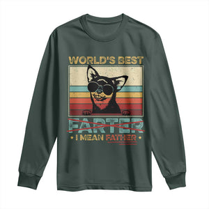 Funny Dad Dog Long Sleeve Shirt Fathers Day World's Best Farter I Mean Father TS10 Dark Forest Green Print Your Wear