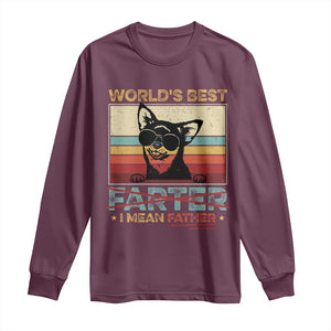 Funny Dad Dog Long Sleeve Shirt Fathers Day World's Best Farter I Mean Father TS10 Maroon Print Your Wear