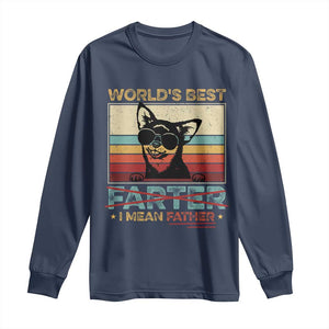 Funny Dad Dog Long Sleeve Shirt Fathers Day World's Best Farter I Mean Father TS10 Navy Print Your Wear