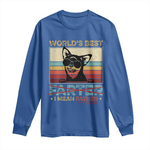 Funny Dad Dog Long Sleeve Shirt Fathers Day World's Best Farter I Mean Father TS10 Royal Blue Print Your Wear