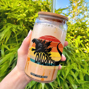 Funny Dad Giant Monster Glass Can Dadzilla Father Of The Monster Fathers Day TS11 Print Your Wear
