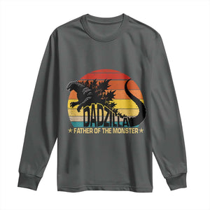 Funny Dad Giant Monster Long Sleeve Shirt Dadzilla Father Of The Monster Fathers Day TS11 Dark Heather Print Your Wear