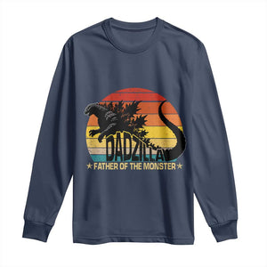 Funny Dad Giant Monster Long Sleeve Shirt Dadzilla Father Of The Monster Fathers Day TS11 Navy Print Your Wear