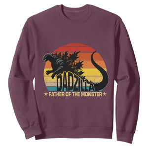 Funny Dad Giant Monster Sweatshirt Dadzilla Father Of The Monster Fathers Day TS11 Maroon Print Your Wear