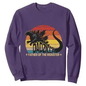 Funny Dad Giant Monster Sweatshirt Dadzilla Father Of The Monster Fathers Day TS11 Purple Print Your Wear