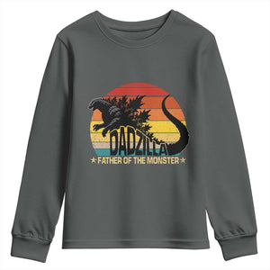 Funny Dad Giant Monster Youth Sweatshirt Dadzilla Father Of The Monster Fathers Day TS11 Dark Heather Print Your Wear