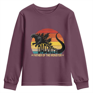 Funny Dad Giant Monster Youth Sweatshirt Dadzilla Father Of The Monster Fathers Day TS11 Maroon Print Your Wear