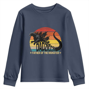 Funny Dad Giant Monster Youth Sweatshirt Dadzilla Father Of The Monster Fathers Day TS11 Navy Print Your Wear