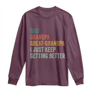 Funny Dad Great Grandpa Long Sleeve Shirt Retro Fathers Day TS10 Maroon Print Your Wear