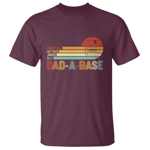 Funny Dad Jokes In A Dad-a-base T Shirt Retro Vintage Fathers Day TS10 Maroon Print Your Wear