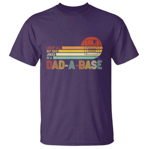 Funny Dad Jokes In A Dad-a-base T Shirt Retro Vintage Fathers Day TS10 Purple Print Your Wear