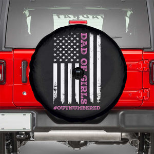 Funny Dad Of Girls Outnumbered Spare Tire Cover Vintage American Flag Father's Day TS11 Black Print Your Wear