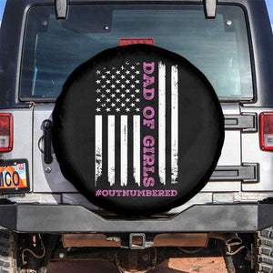 Funny Dad Of Girls Outnumbered Spare Tire Cover Vintage American Flag Father's Day TS11 Black Print Your Wear