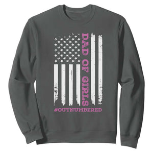 Funny Dad Of Girls Outnumbered Sweatshirt Vintage American Flag Father's Day TS11 Dark Heather Print Your Wear