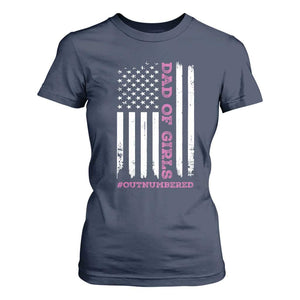 Funny Dad Of Girls Outnumbered T Shirt For Women Vintage American Flag Father's Day TS11 Print Your Wear