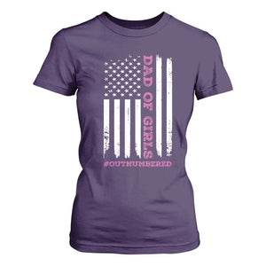 Funny Dad Of Girls Outnumbered T Shirt For Women Vintage American Flag Father's Day TS11 Print Your Wear