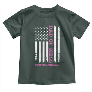 Funny Dad Of Girls Outnumbered Toddler T Shirt Vintage American Flag Father's Day TS11 Dark Forest Green Print Your Wear