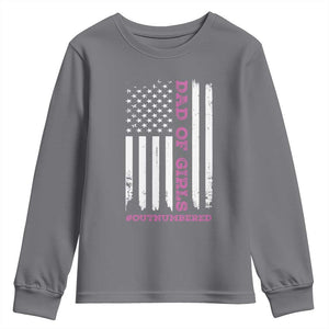 Funny Dad Of Girls Outnumbered Youth Sweatshirt Vintage American Flag Father's Day TS11 Print Your Wear