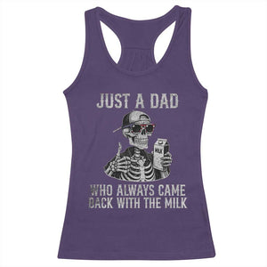 Funny Dad Racerback Tank Top Just A Dad Who Always Came Back With The Milk Skeleton American Flag TS10 Purple Print Your Wear