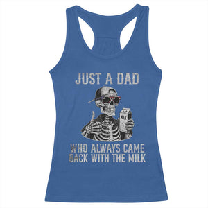 Funny Dad Racerback Tank Top Just A Dad Who Always Came Back With The Milk Skeleton American Flag TS10 Royal Blue Print Your Wear